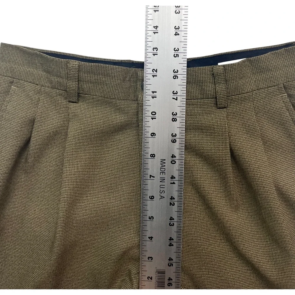 vtg 90s Claiborne 31x32 Brown Nailhead Dress Pants Trousers High Waisted Pleated